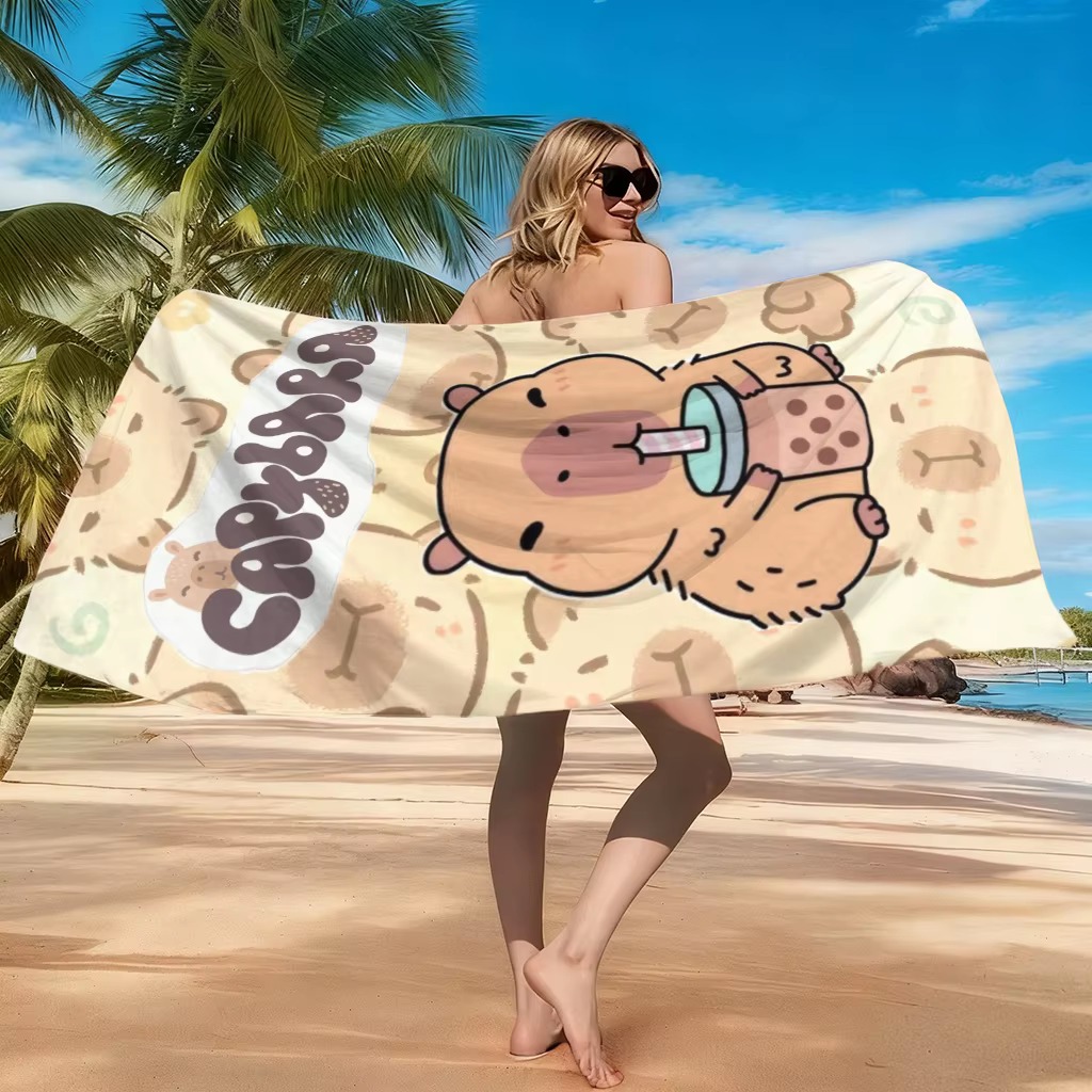 Towel Small Sport - منشفة شاطئ كرتونية بتصميم الكابيبارا، منشفة